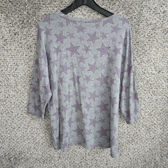Torrid Pajama Top Womens 0 US 12 Gray Star Print Sleepwear Scoop‎ Neck Lounge - Picture 7 of 7